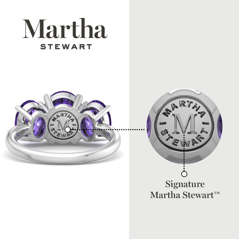 Martha Stewart 5ctw. Oval Amethyst & Lab Grown Diamond Three Stone Ring In Sterling Silver image number null